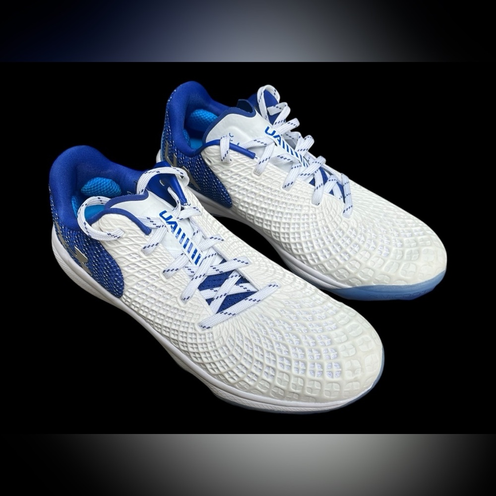 Women’s Under Armour Charged White & Blue Baseball Cleats